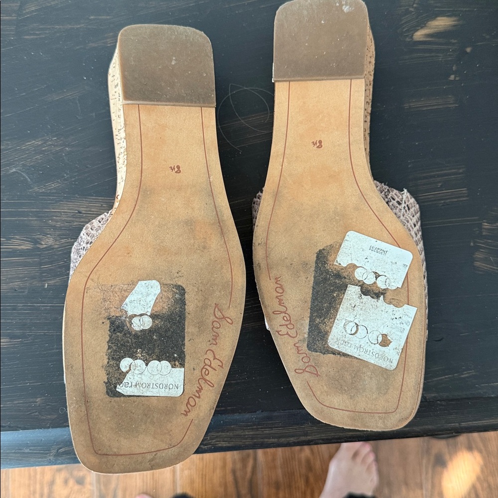 Sam Edelman Tan Snake Print Slide Sandals - Picture 3 of 4